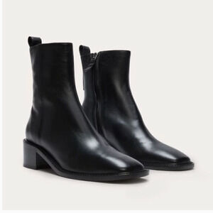 Everlane City Boots 6.5 Black NWT Zip Ankle Booties Heel Western Academia Prep